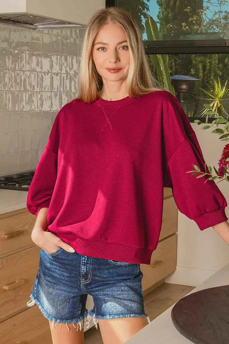 Zenana Scuba Dolman Sleeve Sweatshirt