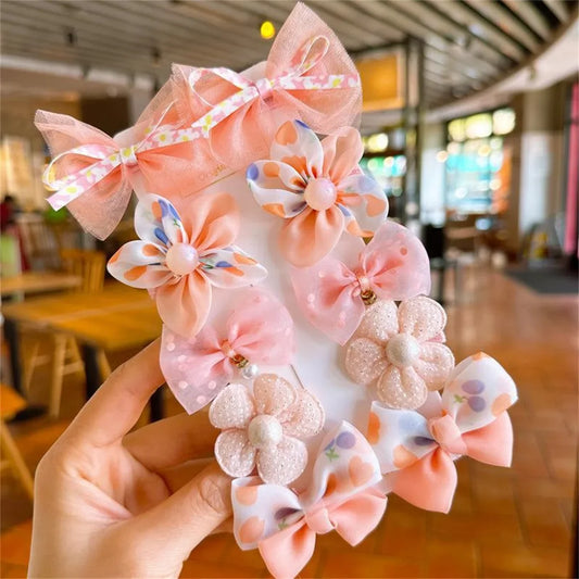 10Pcs/Set Cute Bows Baby Hairclips Lace Flower Children Girls Hairpins Hairdresses Baby BB Clip Gifts - Easy Shop