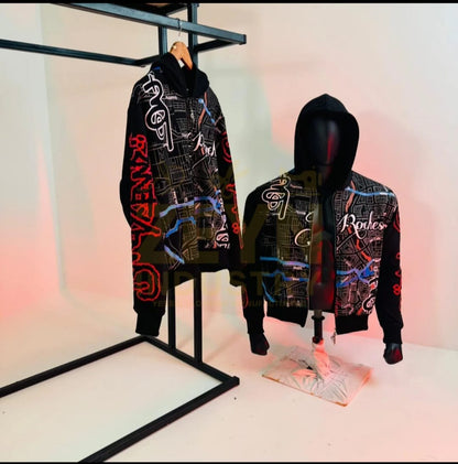 high quality custom graphic printed hoodies for men streetwear oversized zipper black polo washed printed men hoodies - Easy Shop